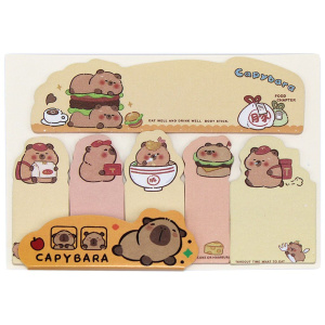 Закладки с липким краем (105*80мм)  6 цв, по 15л. "Капибара"