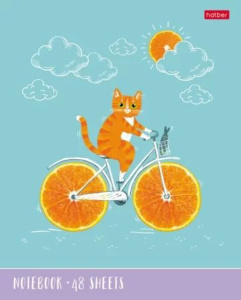 Тетрадь А5 48л кл. Hatber "Котик-апельсинка" выб.лак., 5диз.в спайке, белизна 100%*