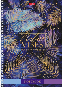 Тетрадь А4  80л кл. гребень Hatber "Золотые лепестки" мат.лам., 3Dфольга, 4диз.в локе, бел.100%