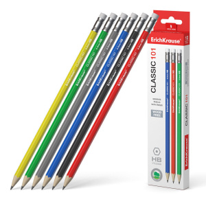 Карандаш Classic 101 HB пластиковый шестигранный с ластиком