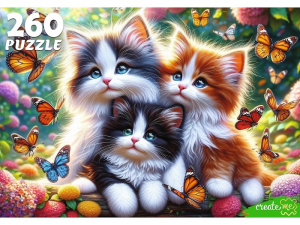 Пазлы  260 элементов  237*330мм. "Котята и бабочки"