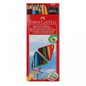 Карандаши цвет. 12цв Faber-Castell , трехгран., заточен., картон, европодвес, с точилкой
