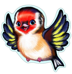 Плакат фигурный 25*23см "Птица Щегол"