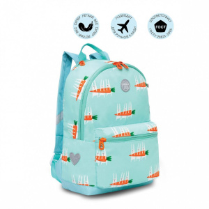 Рюкзак школьный 26*38*12см Grizzly "Кролики" полиэстер