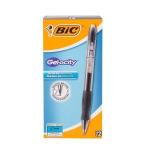 Ручка гелевая BIC GeloCity автом., каучук. держатель, 0,7мм, чёрные чернила