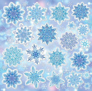 Витражная наклейка 33*35см "Снежинки"