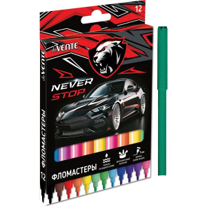 Фломастеры  12цв "deVENTE. Never Stop", вент.колпачок картон