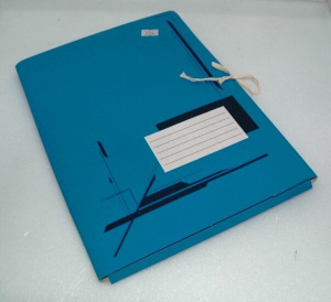 Папка для бумаг с завязками цветн. пл.220 немелов. син.