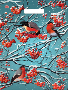 Пакет 40*31см (60мк) с вырубной укрепл. ручкой "Снегири на рябине" Ламинат