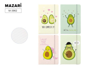 Блокнот А5 7БЦ  96л "AVOCADO" на резинке, лин. 4 дизайна
