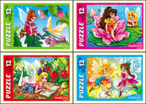 Пазлы   12 элементов  175*130мм. "Милые феи" 4 дизайна