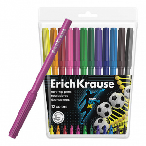 Фломастеры  12цв "Erich Krause. Sport DNA", вент.колпачок, блистер
