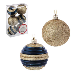 Набор елочных шаров 6см, 6 шт,  5 дизайнов, с глиттером