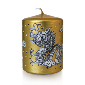 Свеча новогодняя пеньковая "Дракон золото" 60*80мм