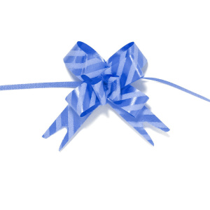 Бант подарочный затягивающийся   4см*10мм, 20см, рисунок ассорти, СИНИЙ 10шт/уп