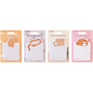 Бумага с липким краем  30л, фигурная  Lazy cat,  ассорти