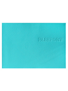 Обложка для Паспорта натуральная кожа PASSPORT бирюзовый, тисн.конгрев