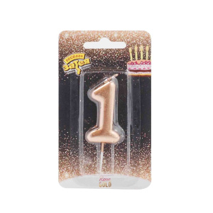 Свеча-цифра Розовое золото "1", 4,5см.