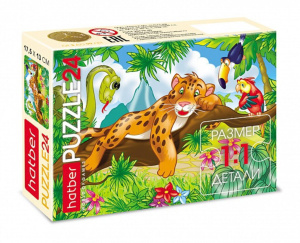 Пазлы   24 элемента 175*130мм. "Веселые джунгли" (ассорти 4 вида)