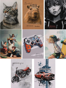 Скетчбук А5  48л., клеевой кор.,  80гр/м2 "Микс-279" 8 дизайнов