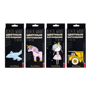 Карандаши цвет. 12цв  BlackWoodColor  пластиковые