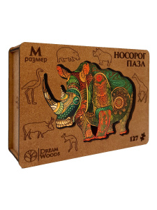 Пазлы фигурные 127 элементов 260*200мм  "Носорог"