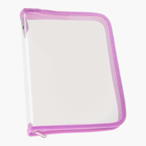 Папка д/тетрад. А5 (230*180*25) 1отд. молния вокруг, пластик "Офис б/цв Сиреневая"