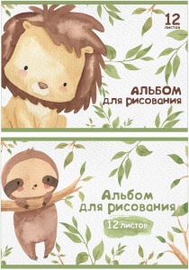 Альбом А4 12л скоба "Зверики в лесу" ВД-лак
