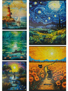 Тетрадь А5 48л кл. Проф-Пресс "Коты и искусство" лен