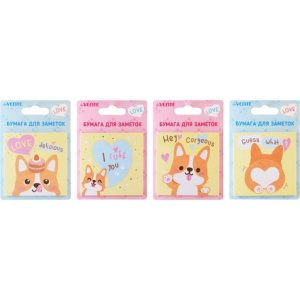 Бумага с липким краем  30л, фигурная Corgi,  ассорти