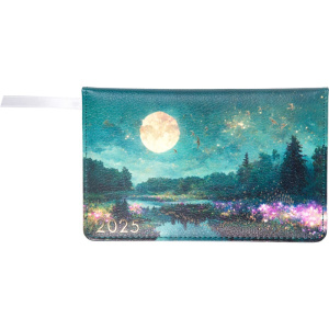 Планинг дат. 2025г, 155*95мм 64л., кожзам, Nature темно-зеленый, ляссе