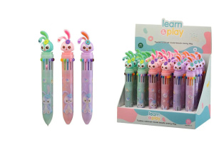 Ручка шар. многоцв.12-ти цветная, "Зайчик"