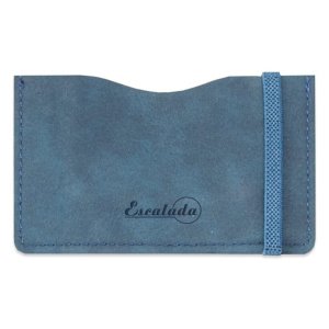 Чехол д/пласт.карт "Нубук синий" 108*65мм, блинт.тиснение, на резинке, 2 отд.