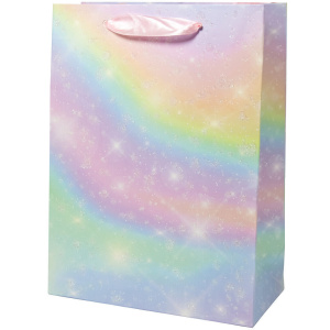 Пакет подар. бумажн. 18*10*24 см, 210 гр/м Волшебные звезды, 4 дизайна, глиттер