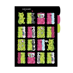 Папка уголок 3-х уровн. А4 "Желейные мишки" 220*310мм, пластик