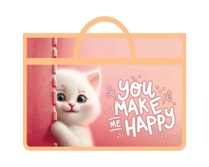 Папка А3 (470*335*50) с ручками, молния сверху, пластик "Кошачьи прятки"