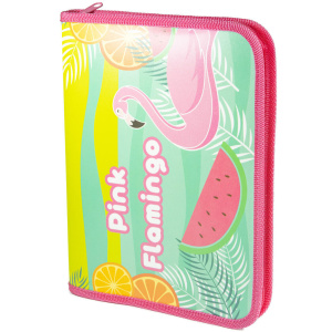 Папка д/тетрад. А5 (230*180*25) 1отд. молния вокруг, пластик "Pink Flamingo"