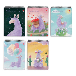 Блокнот А7  40л гребень "Лавандовые ламы" клетка