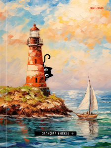 Блокнот А5 7БЦ  80л "Коты и искусство" клетка, глянц.лам.