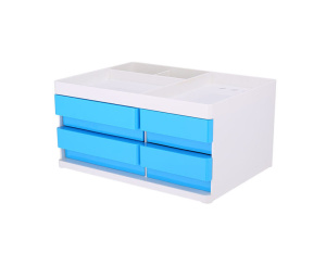 Бокс для документов "Rio" 4 отделения, размер 131*189*264мм, пластик, белый/голубой