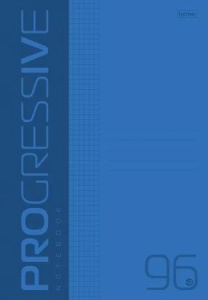 Тетрадь А4  96л кл. скоба Hatber  пласт.обл."Progressive. Синяя" белизна 100%