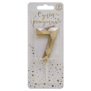 Свеча-цифра "7" многогранник, шампань 4см