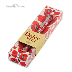 Ручка в футляре "Dolce Vita. Маки" шарик., 0,7мм, металл., синие чернила