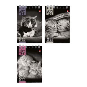 Блокнот А7  40л гребень "Кошки" клетка