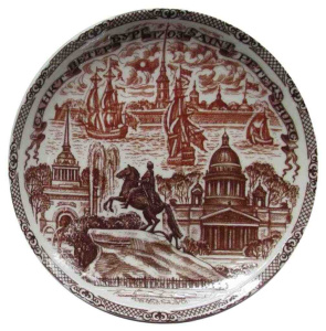 Тарелка сувенирная d=15см "Медный всадник" кор. рисунок