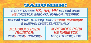 Карточка-шпаргалка "Запомни! ЧК, ЧН, НЧ" 6,5*13 см