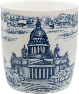 Кружка сувенирная 350 мл  "Исаакиевский собор" фарфор синий рисунок