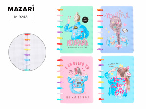 Блокнот А6 пласт.обл., на кольцах  80л "Девчонки" кл., 4 диз.