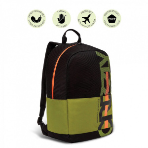 Рюкзак городской 27*43*15см Grizzly "Черный-оливковый" полиэстер