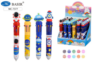 Ручка шар. многоцв.10-ти цветная, "Космос"